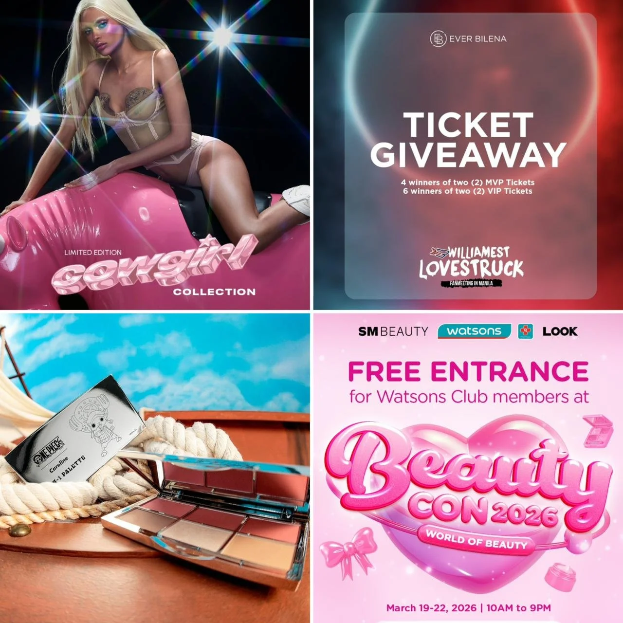Beauty Roundup: Issy Cowgirl Collection, Careline x One Piece at SM North, EB WilliamEst Fanmeet Giveaway, and Watsons Beauty Con 2026