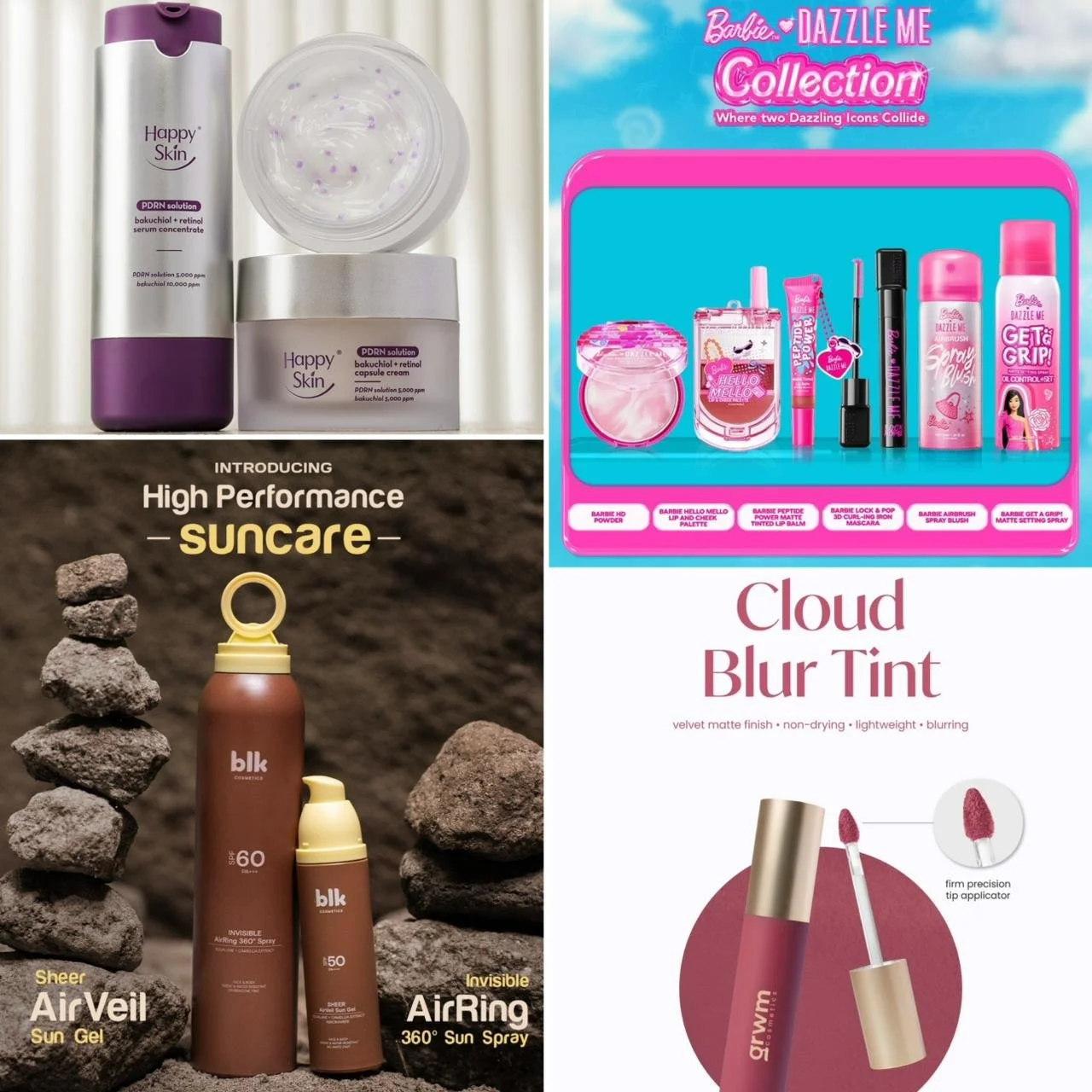 Beauty Roundup: Happy Skin PDRN Solution, Blk Invisible Suncare, GRWM Cloud Blur Tint, and Dazzle Me x Barbie