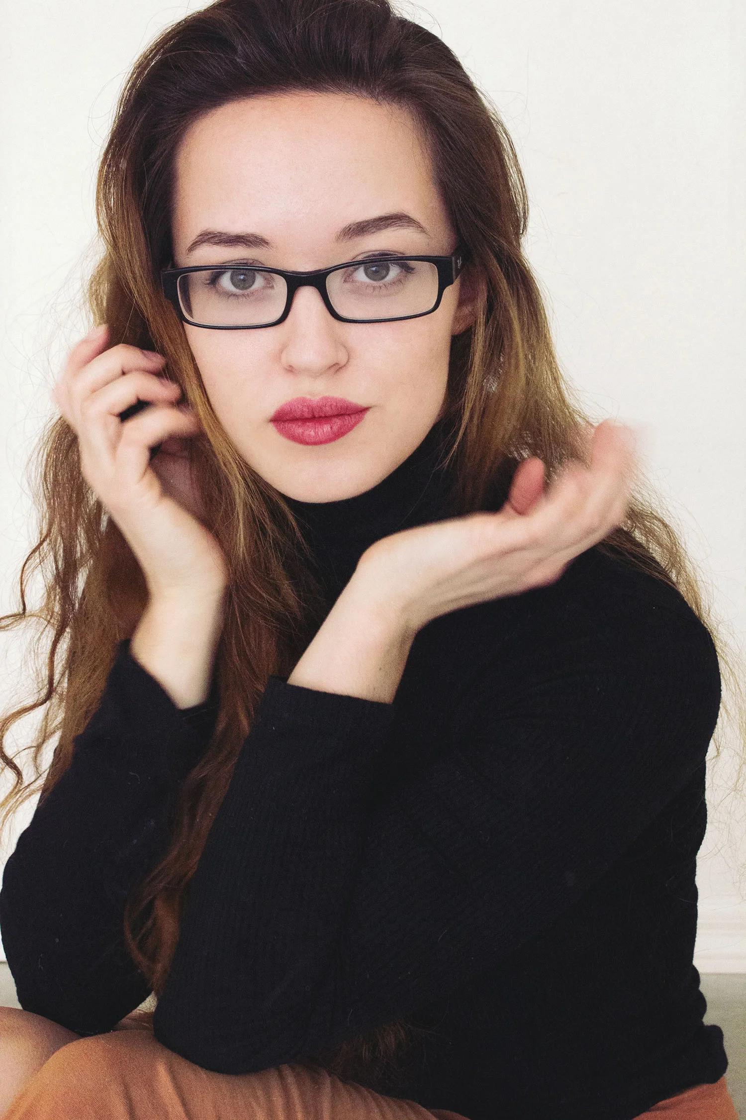 self portrait, emily joy wilson, glasses, hair, style, fashion, red lipstick