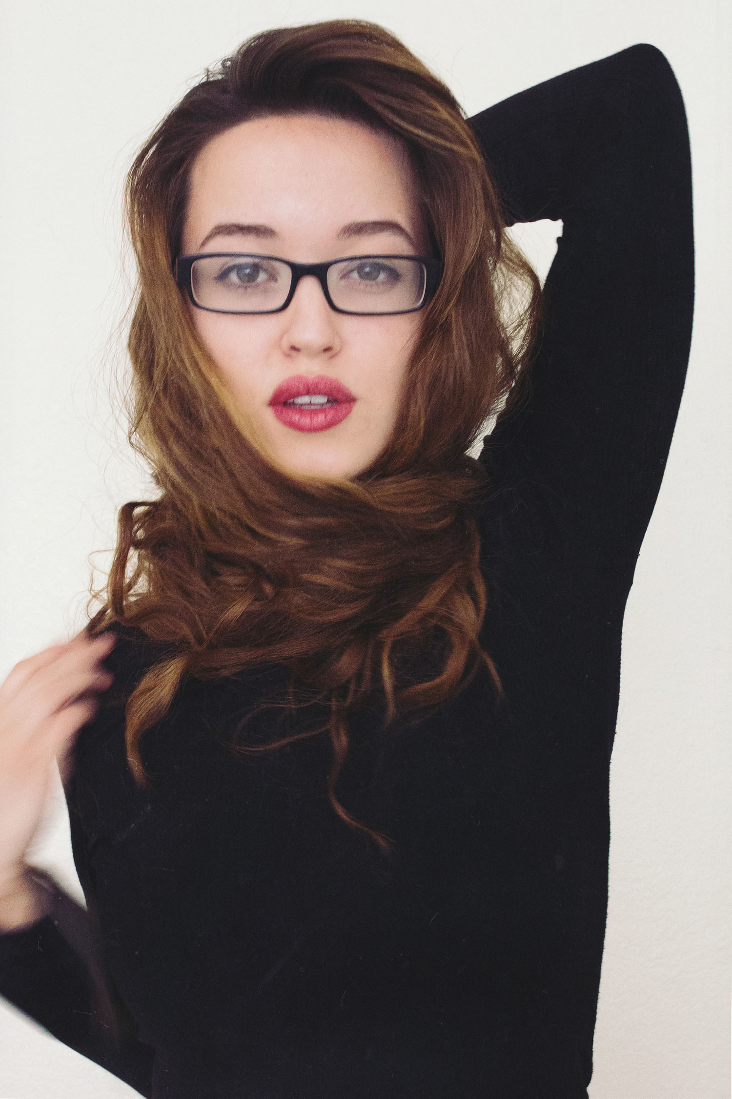 self portrait, emily joy wilson, glasses, hair, style, fashion, red lipstick