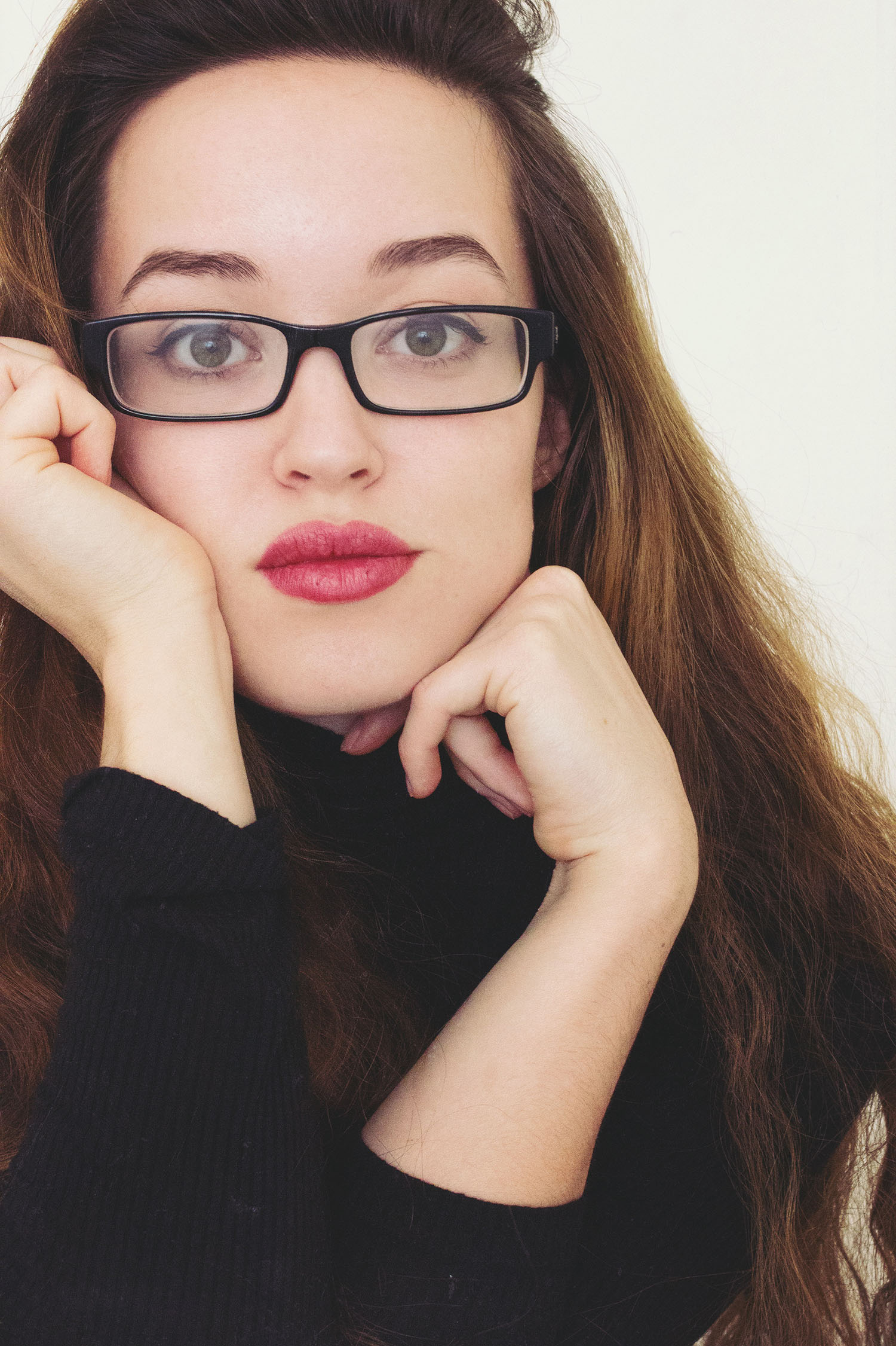 self portrait, emily joy wilson, glasses, hair, style, fashion, red lipstick