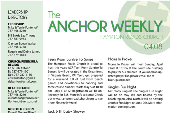 Our Anchor Newsletter