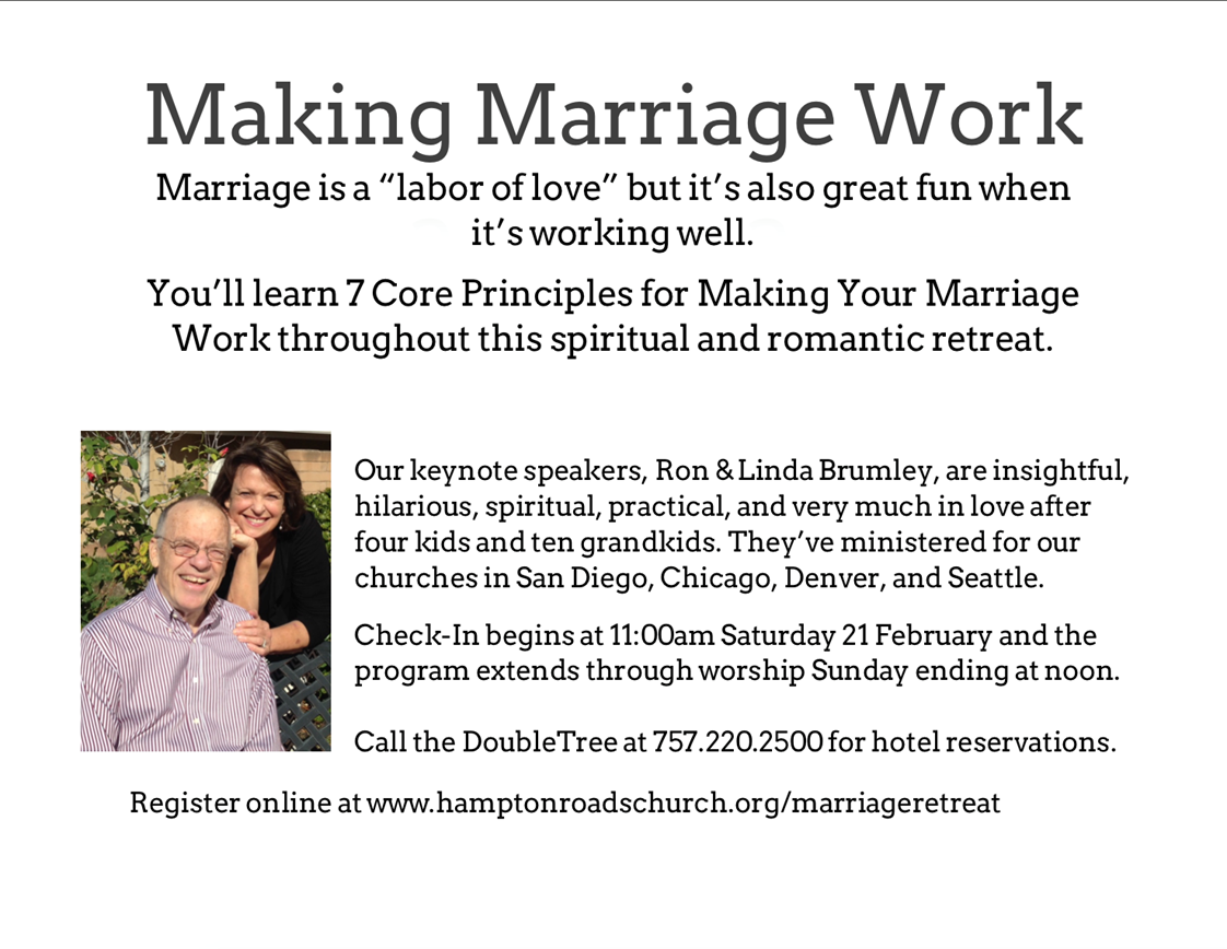 President's Ballroom, Williamsburg Doubletree by Hilton Schedule For Retreat(All Classes will be in President's Ballroom) Saturday, February 21st. 11:00am-12:30 Registration 12:30-1:00 Singing, Welcome/Introductions, Skit 1:00-1:40pm Class- Accentuate The Positive: Part #1 1:40-2:00pm Break 2:00-2:40pm Class- Accentuate The Positive: Part #2 2:40-3:30pm Game/Video 3:30-4:30pm Class- Eliminate The Negative 4:30-7:30pm Dinner Break 7:30-10:00pm Dance Sunday, February 22 10:00am-12:00 Worship All rooms are currently booked at the Doubletree. Please check other area hotels.