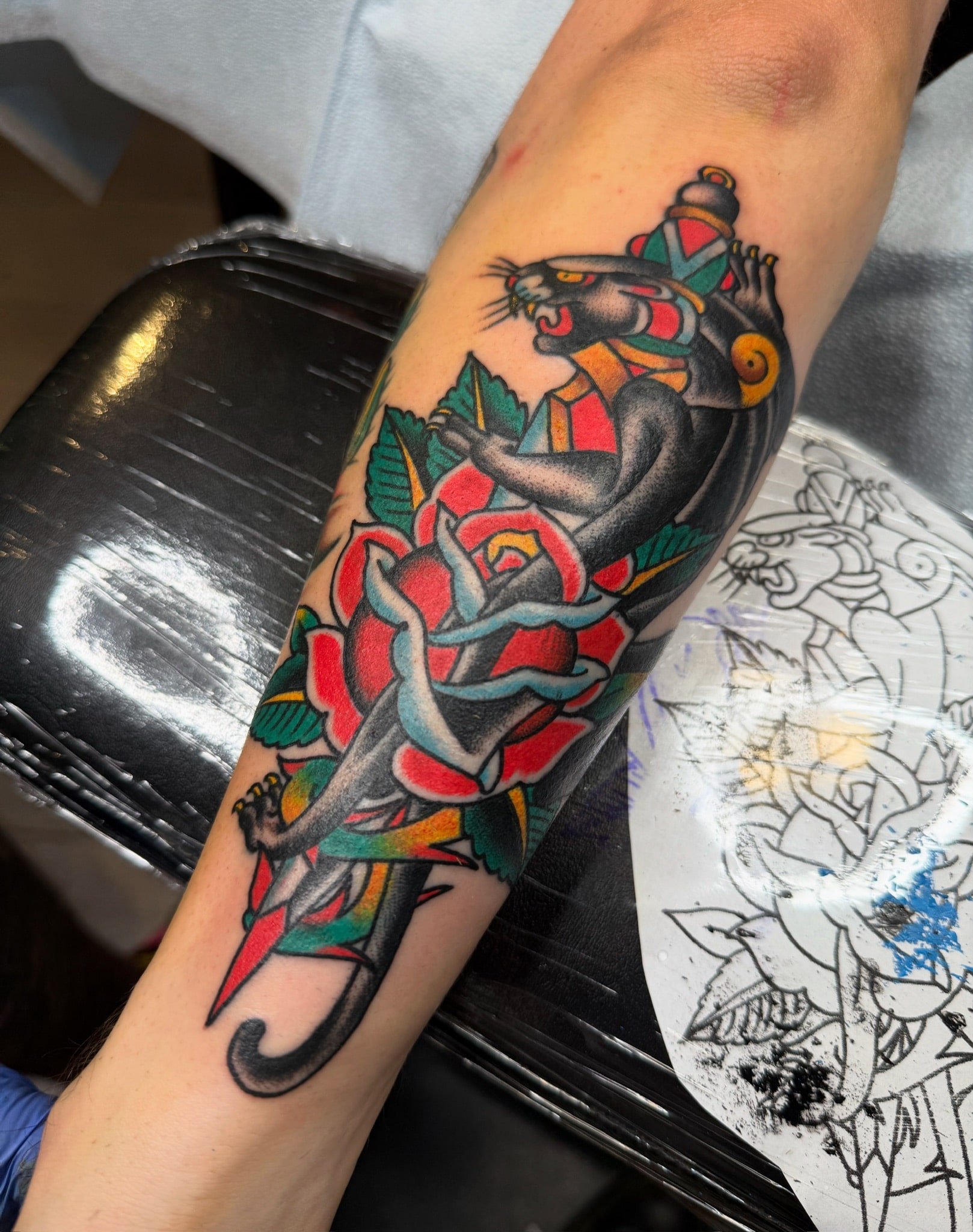 great-lakes-tattoo-chicago-black-panther-rose-traditional-tattoo.jpg .jpg