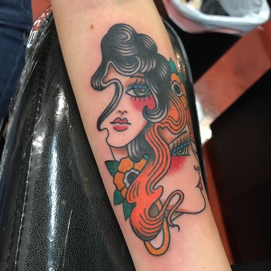 Stylized Girl heads Chip Douglas // Great Lakes Tattoo - Chicago, IL 