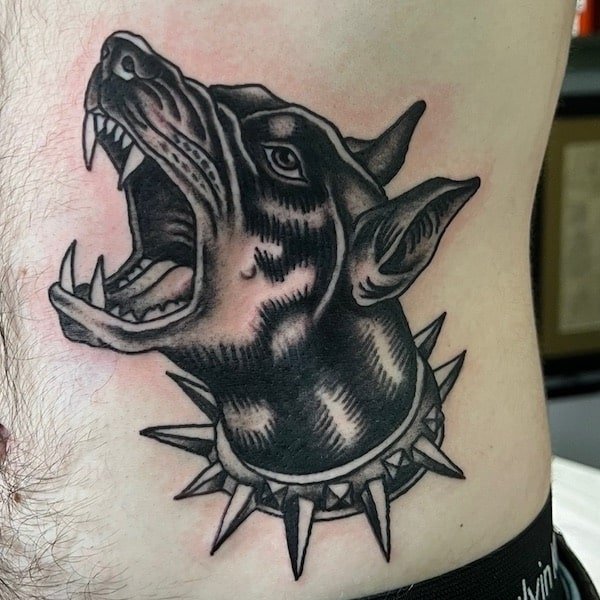 Pin by Fra on Tattoo  Tattoo designs men Doberman tattoo Traditional  tattoo dog