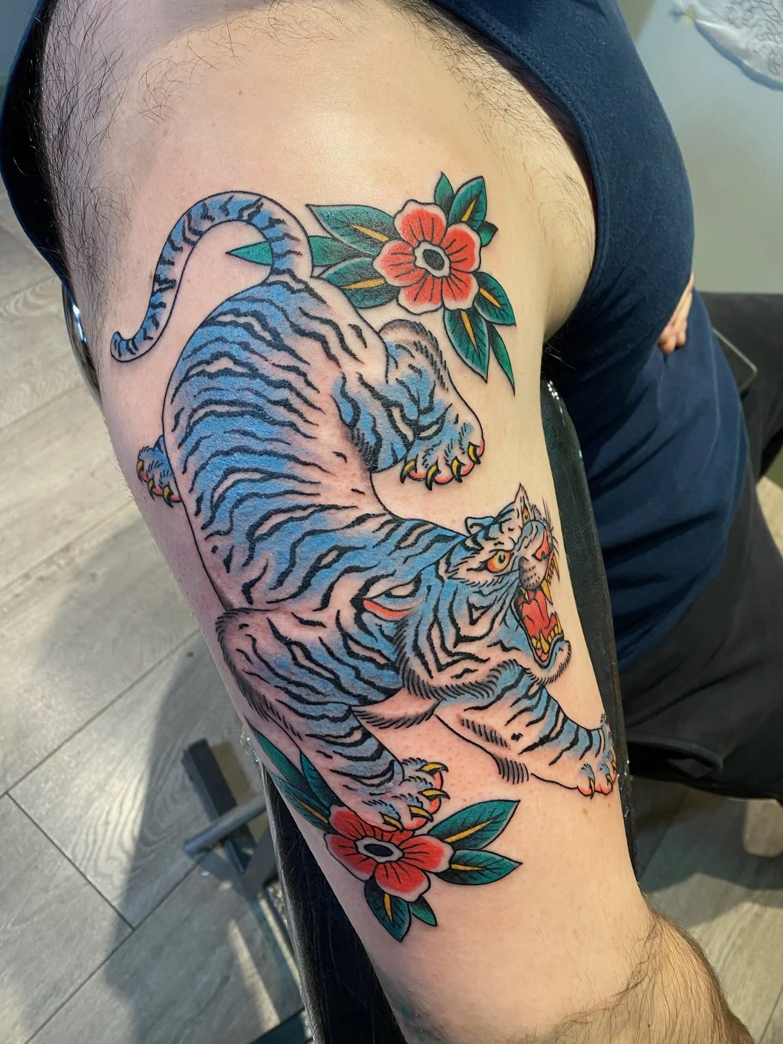 Blue tiger tattoo Chip Douglas 