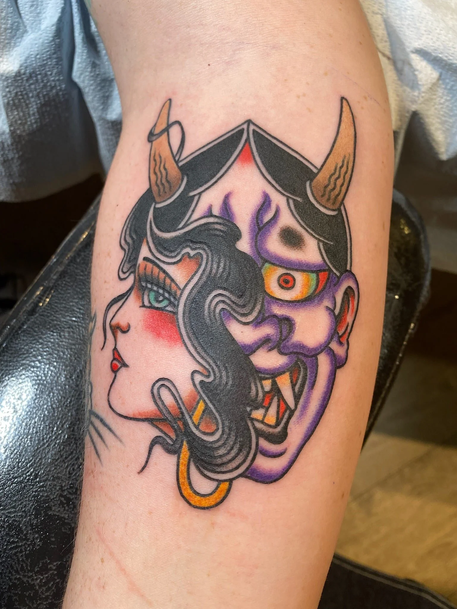 Girl head and hannya Chip Douglas Chicago 