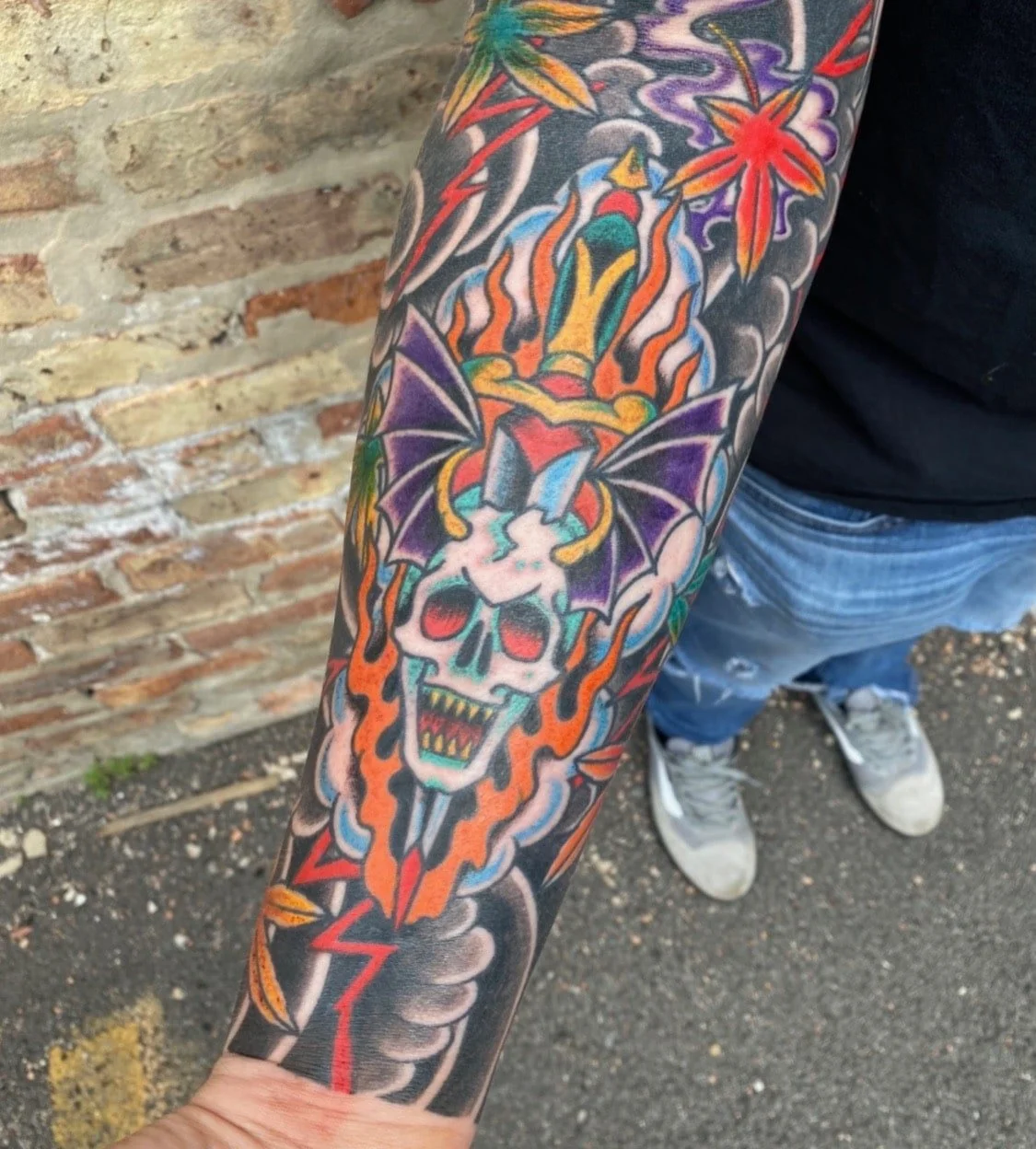 Skull and dagger tattoo Chip Douglas Chicago 