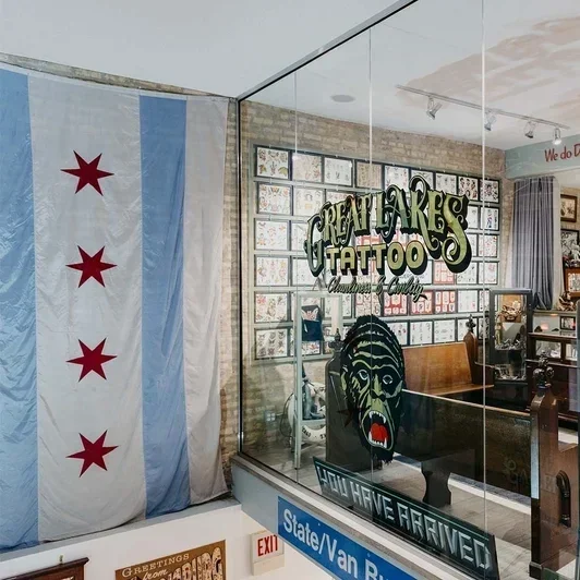 great-lakes-tattoo-chicago-interior-chicagorilla-flag.webp