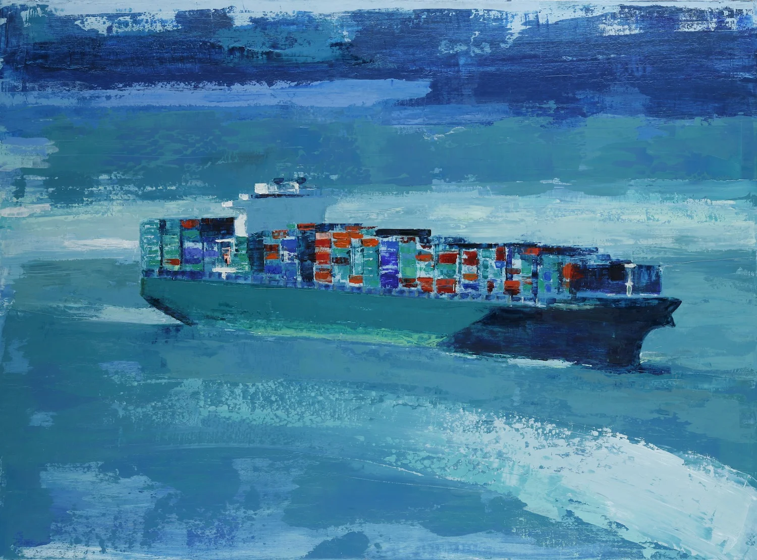 Evergreen Journey , 2009, 44"x60", oil on wood panel Available at SFMOMA Artists Gallery, Fort Mason, San Francisco