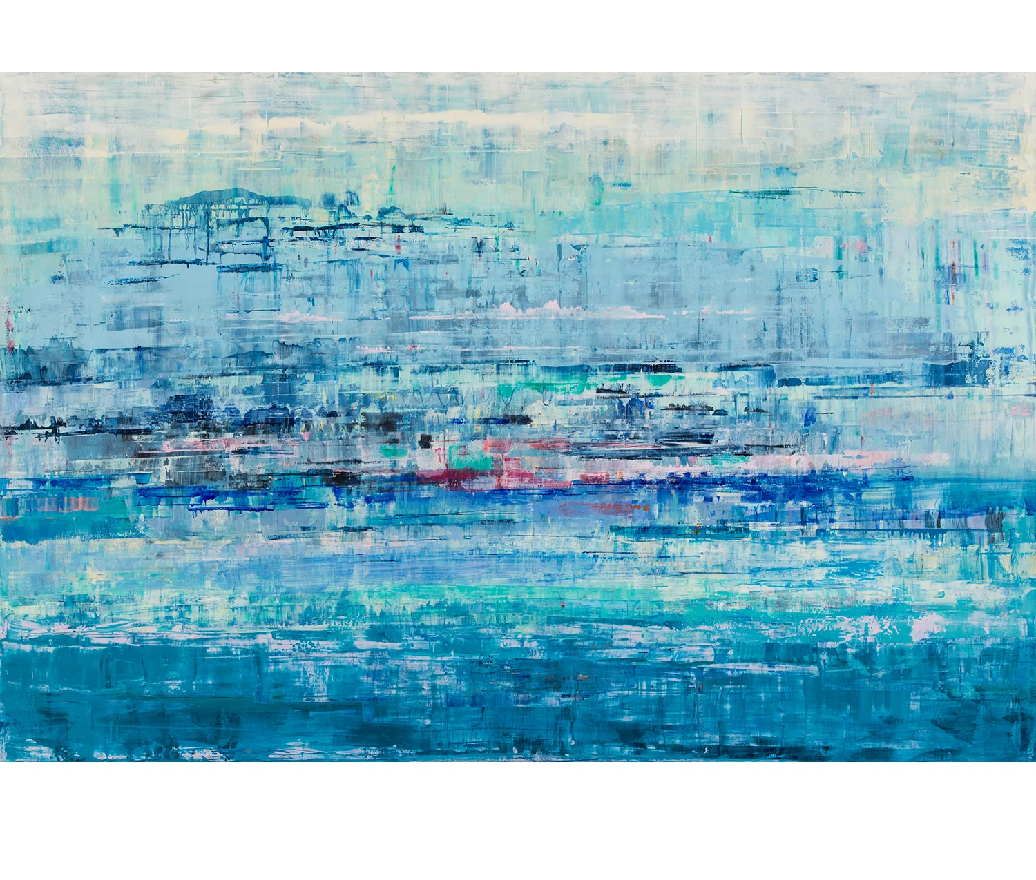 Blue Chiffon , 2019, oil on wood, 48” x 72”