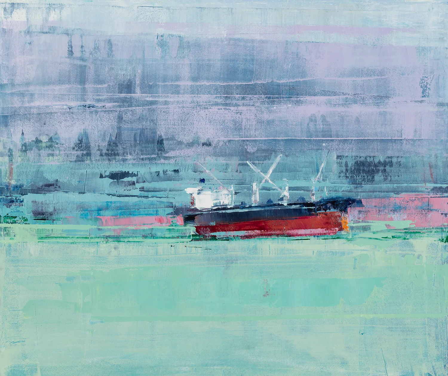 Peppermint & Russet , 2019, oil on wood, 16” x 19”
