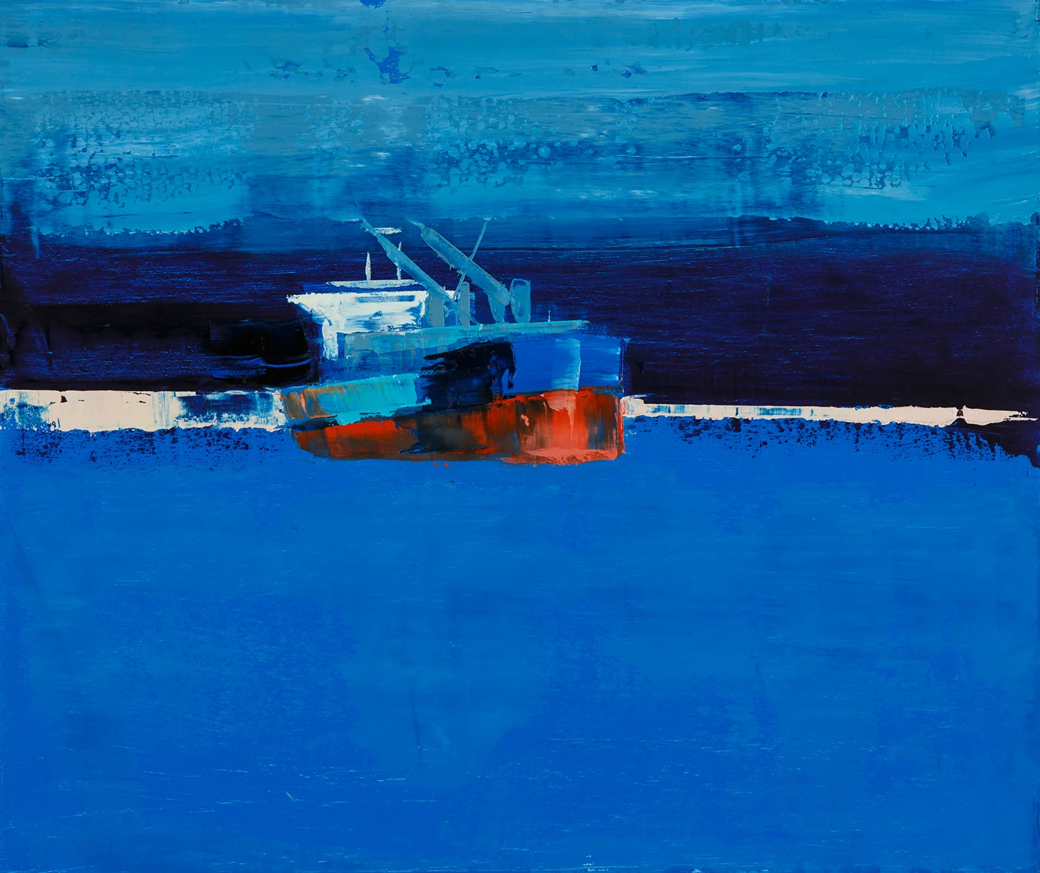 Blue Position , 2014, oil on wood, 16” x 19”