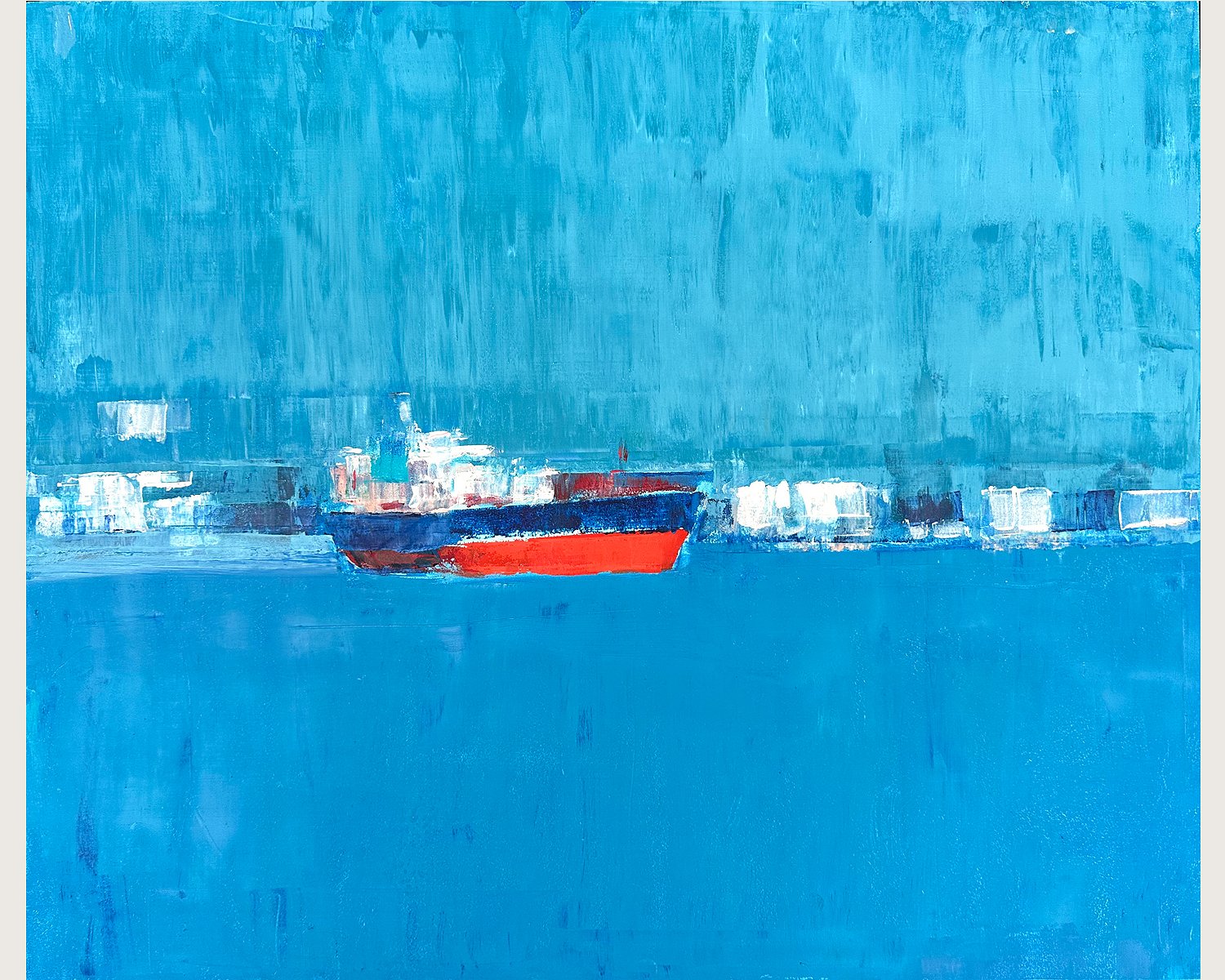   Standout on Blue , 2026, oil on wood panel, 20” x 24” 