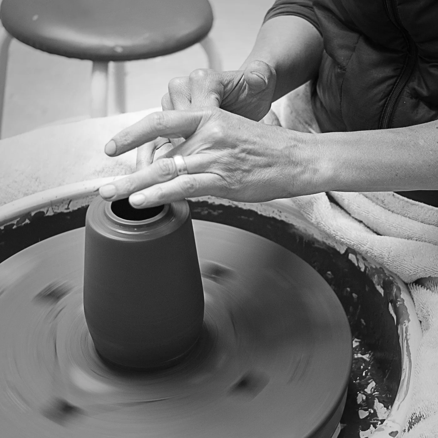 The lip of the piece is refined and compressed to add strength.