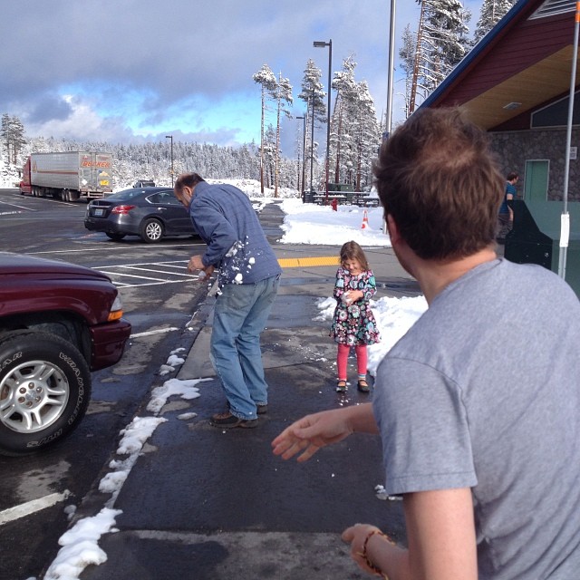First snowball, Donner Pass. by amystanden