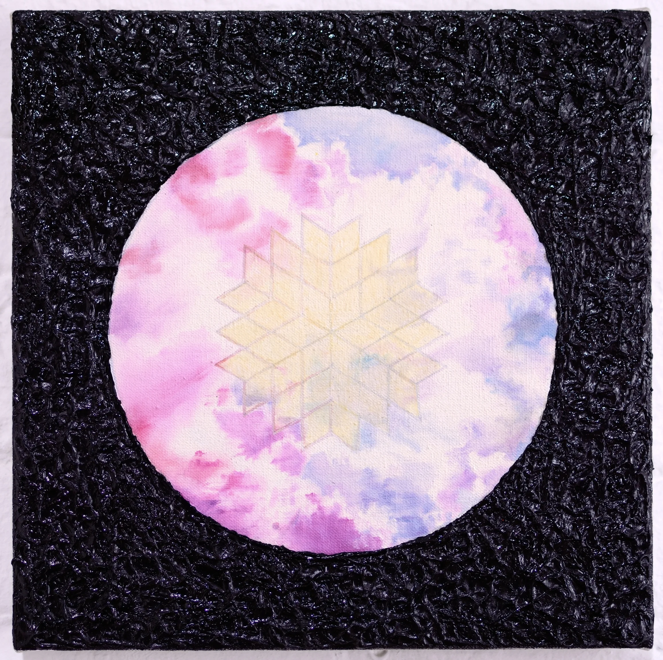 Black Corridor 2015 oil paint and glow pigment on linen 12 x 12"
