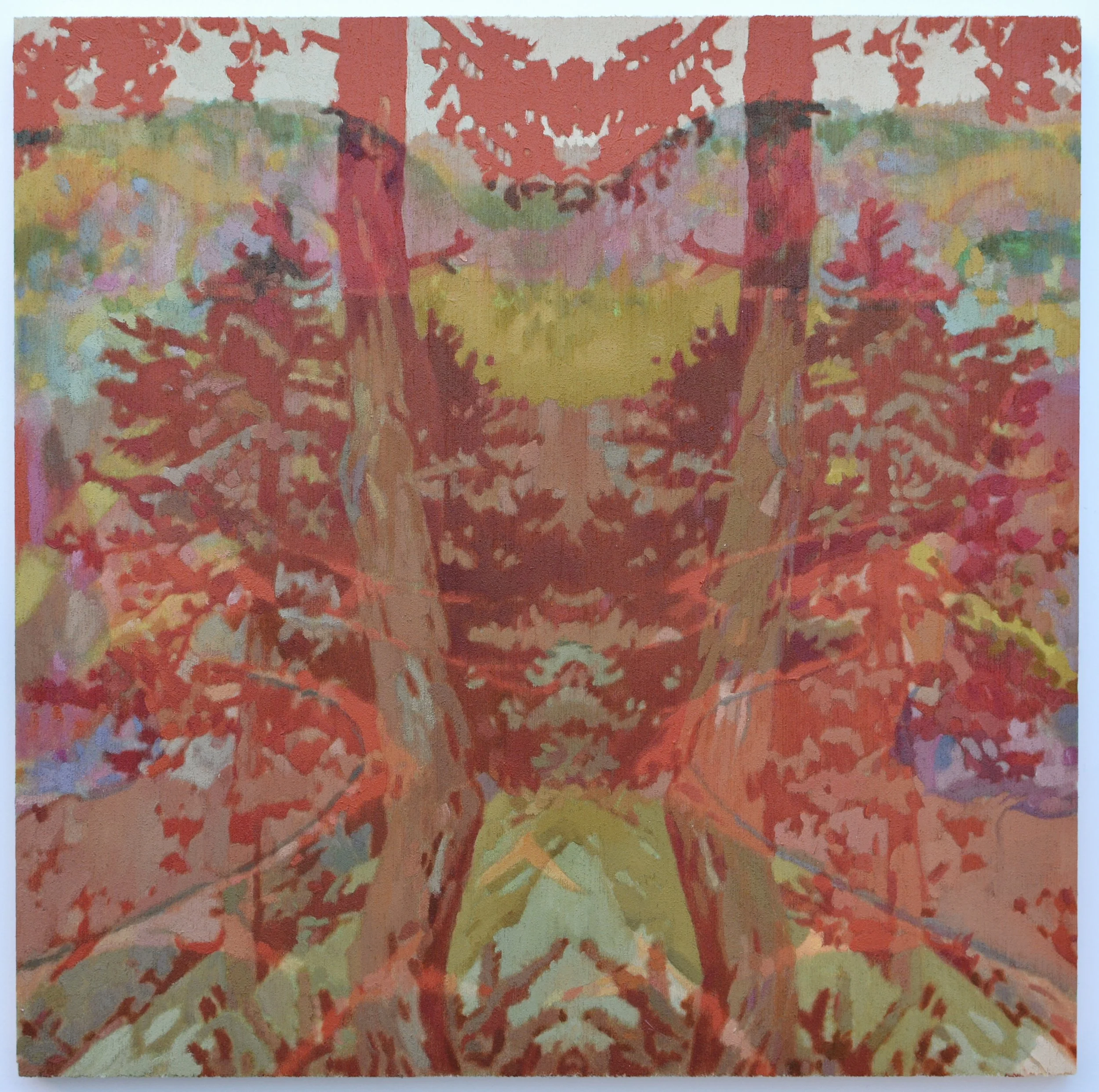 Clump of Trees (rust), oil on wood, 20x20cm, 2018