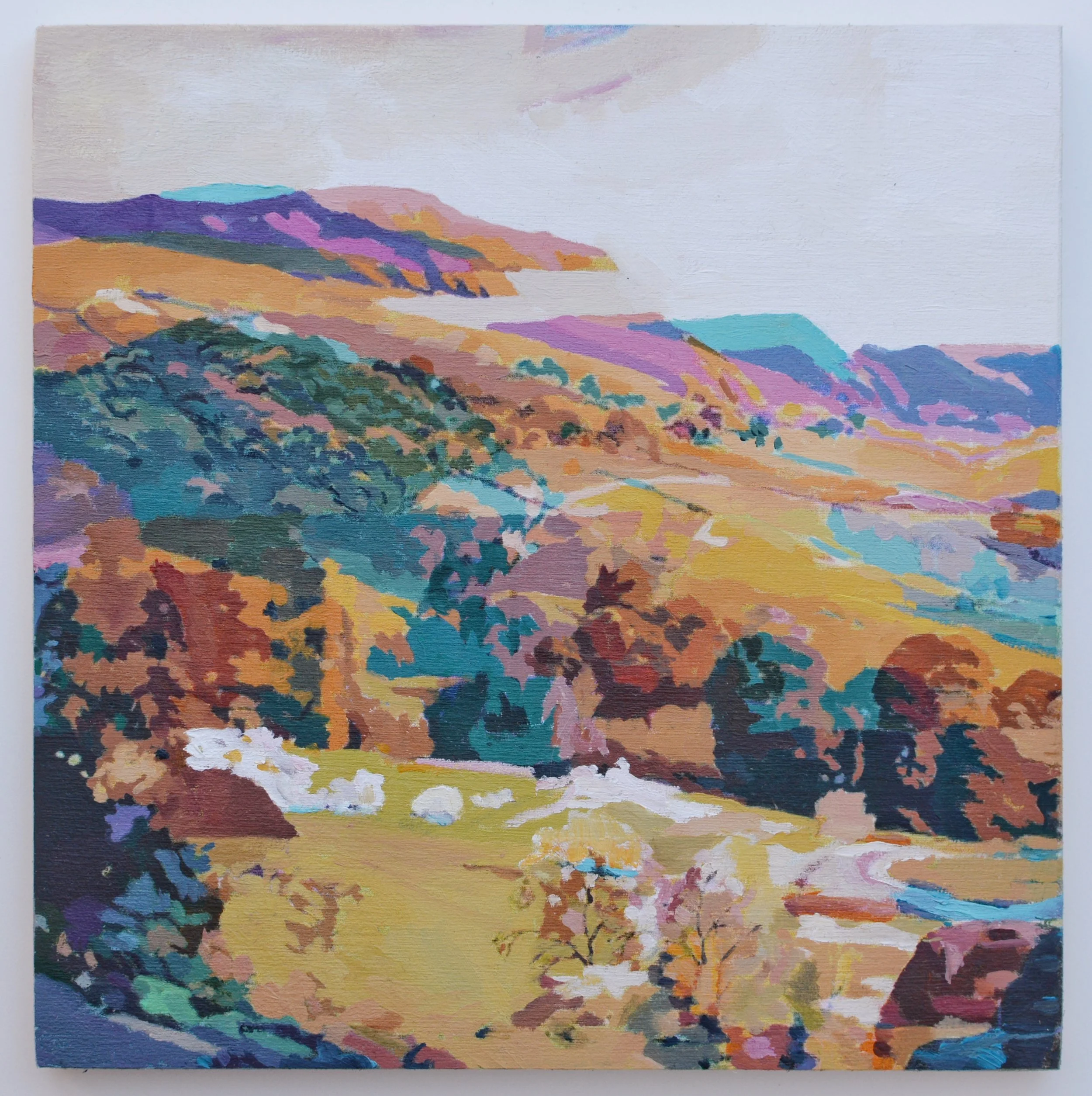 Untitled (landscape/yellow), oil on wood, 15x15cm, 2018
