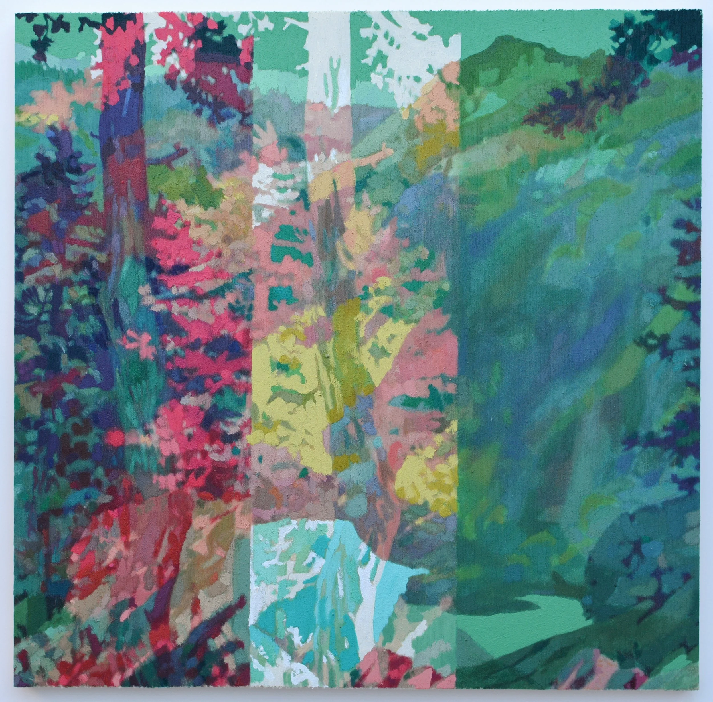 Untitled (landscape/cool/multi), oil on wood, 20x20cm, 2018