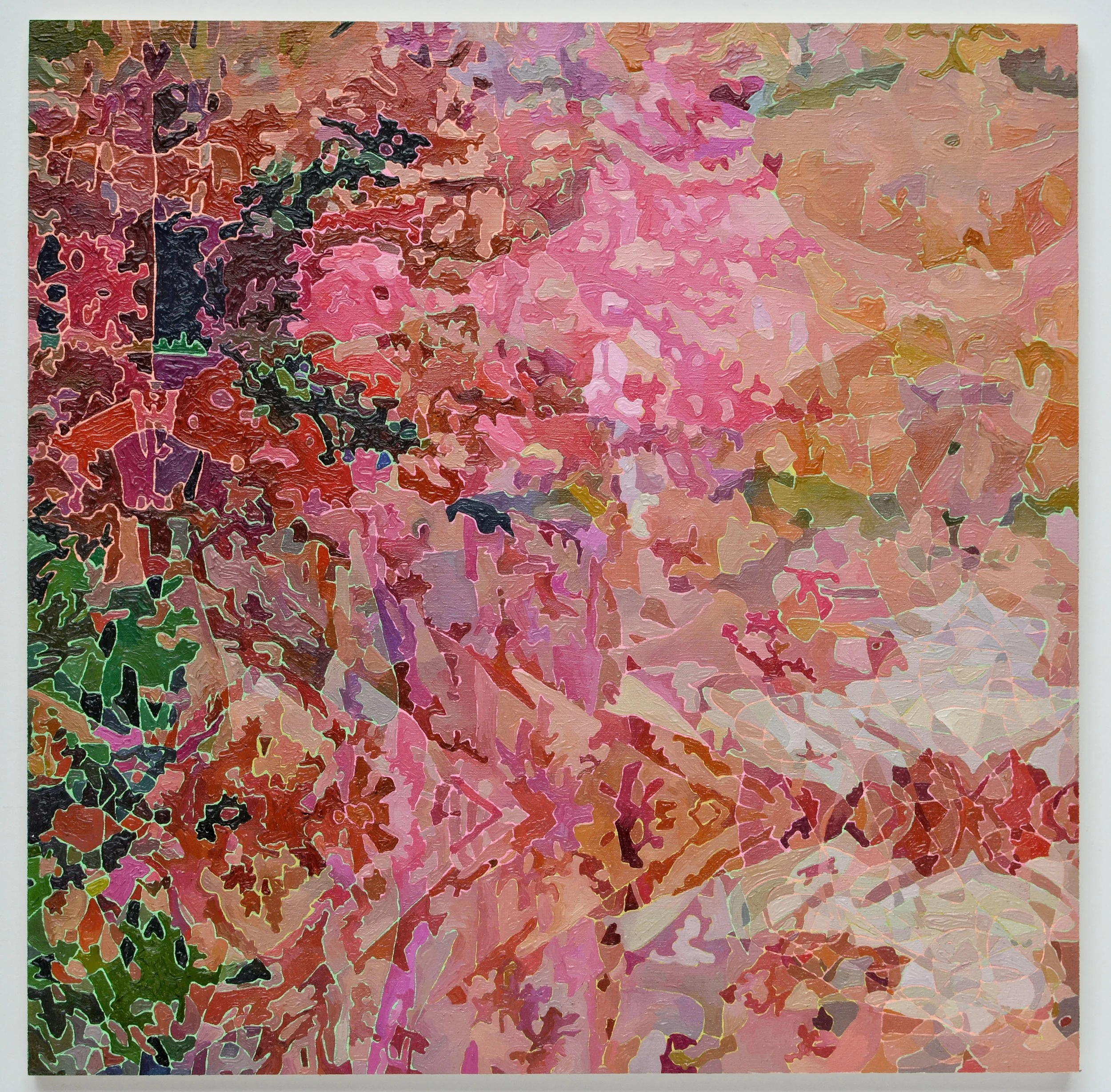 Lateral Blast, oil + gel pen on wood, 30x30cm, 2018