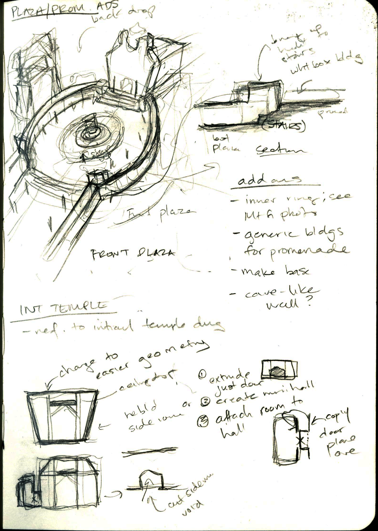 Sketching out Temple & Plaza design needs