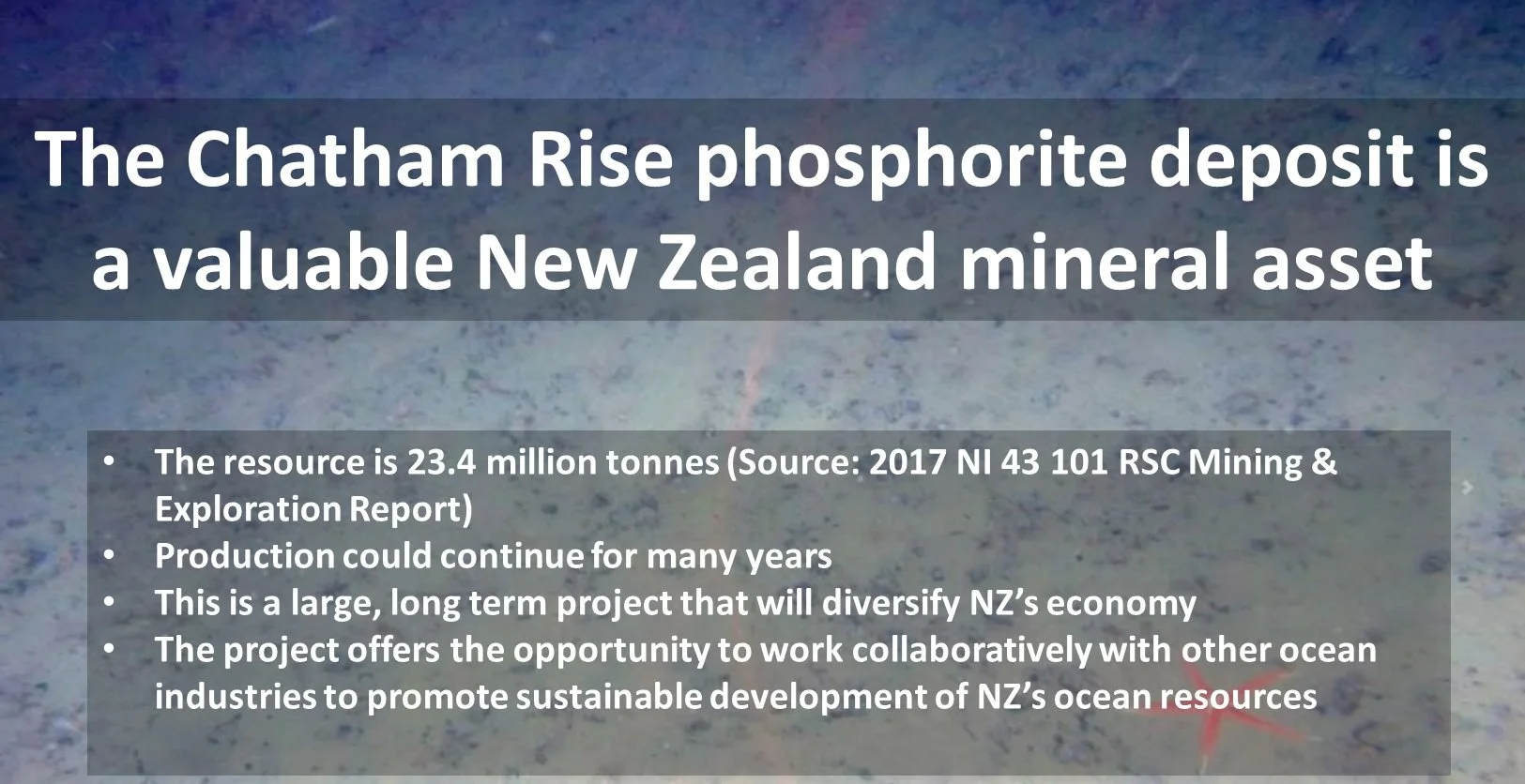 The Chatham Rise phosphorite deposit is a valuable New Zealand mineral asset