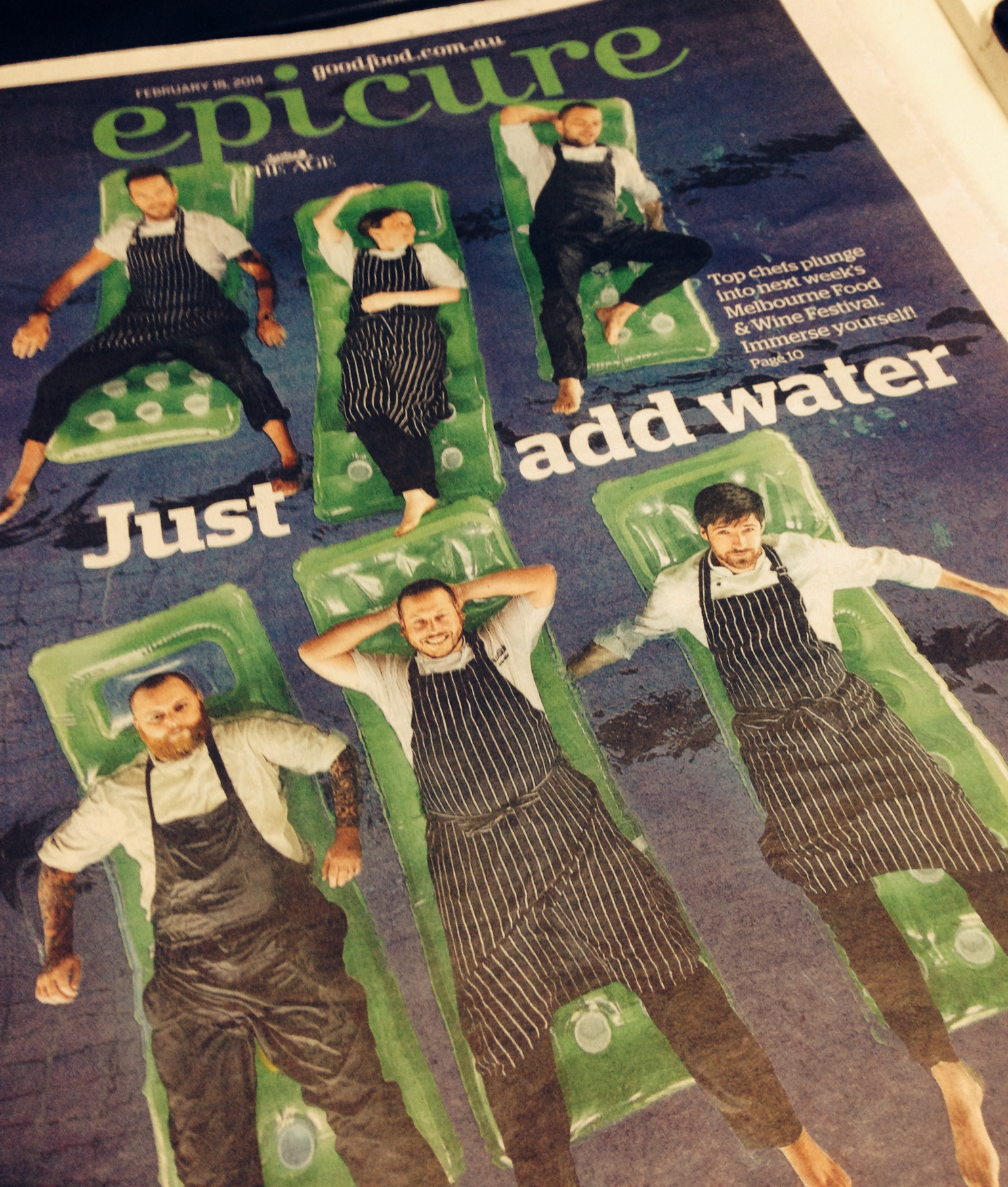 The Age Epicure cover shot for the Melbourne Food & Wine Festival 2014