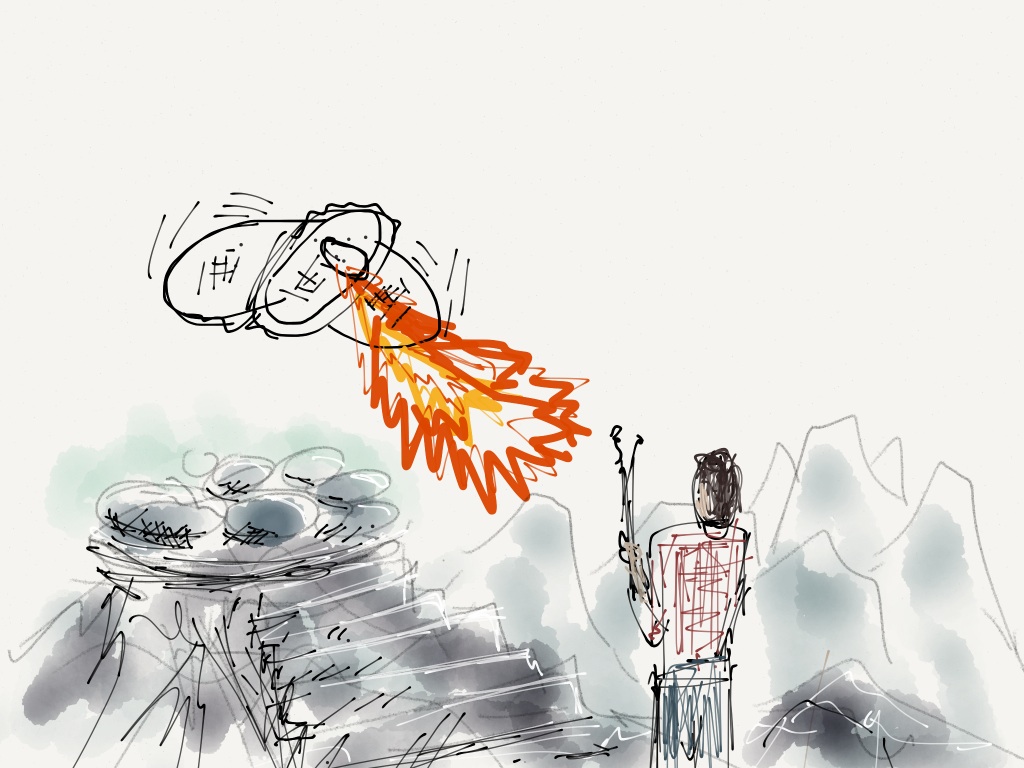 Handbag - original storyboard: "winged terror"