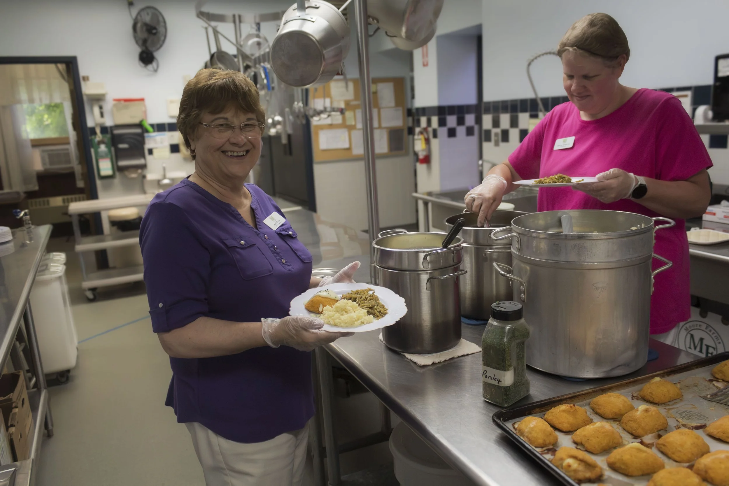 Barb & Beatte working hard to put together a wonderful meal for Sadie Freese celebration!