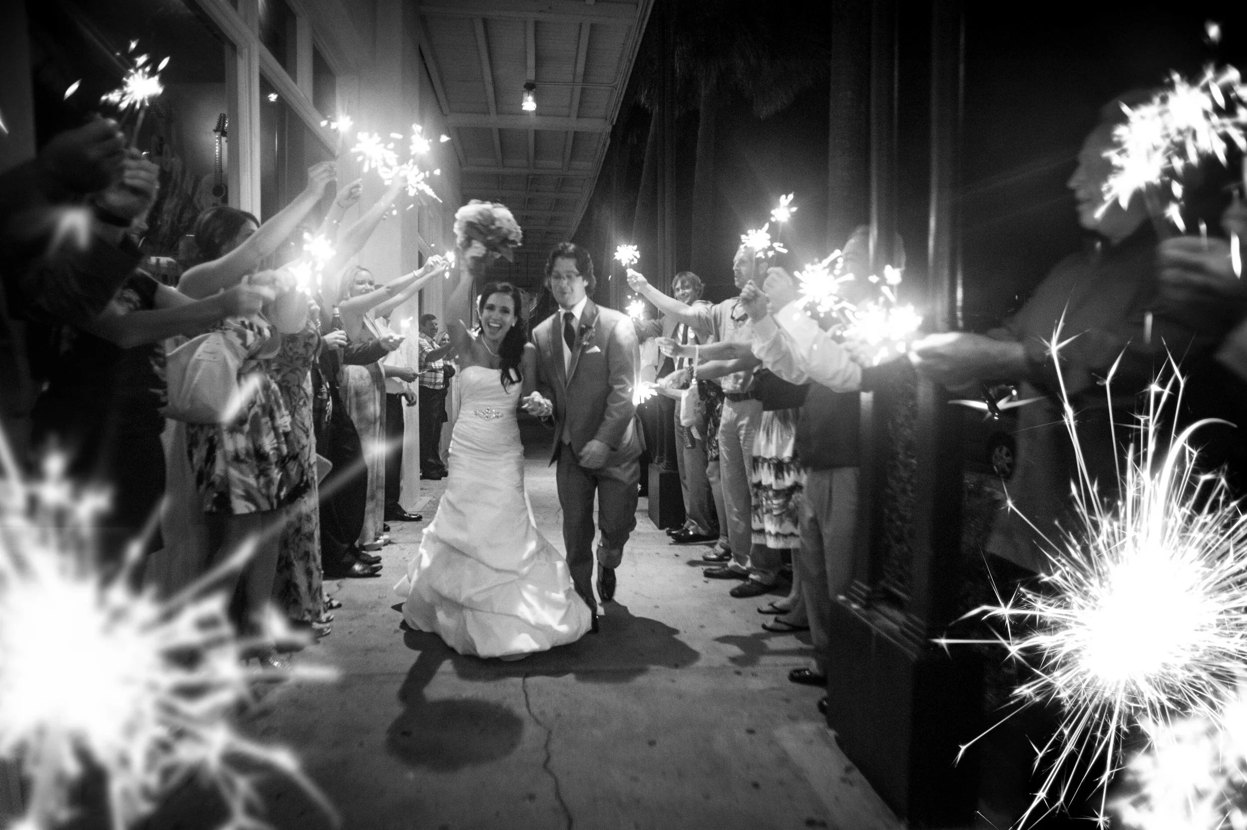 Awesome Wedding exit, at the Bayview Room, in St Augustine, Florida.