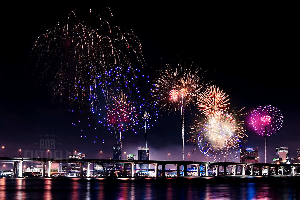 4th of July fireworks from Memorial Park in Riverside in Jacksonville, FL. This is from last year (2013).