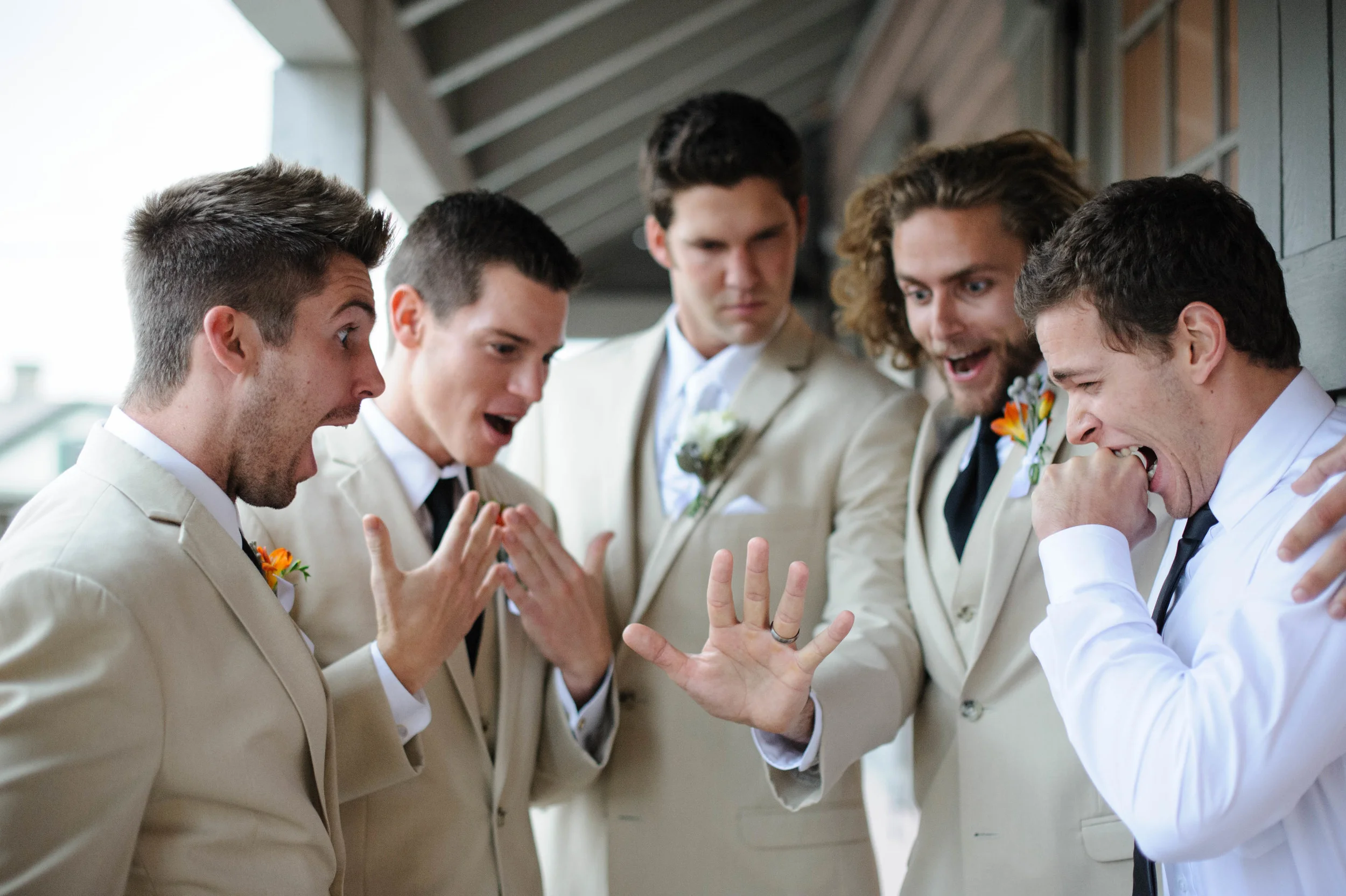 Groom (Matt) showing off his new bling after his wedding at the White Room.