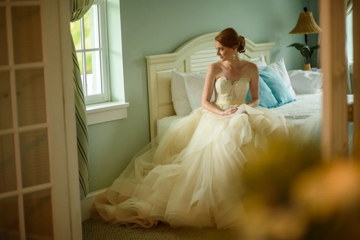 bride getting ready at the Bella Bay before her wedding at the White Room in St. Augustine Florida