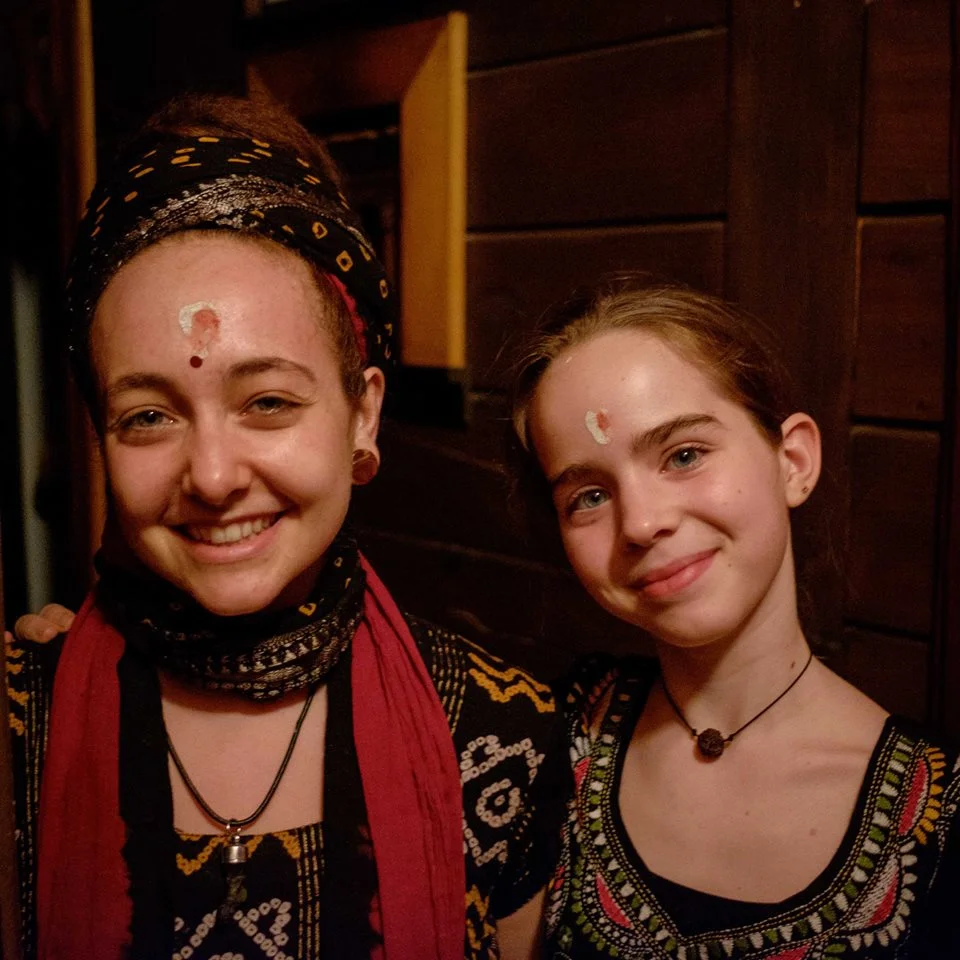 Mani and Kaya, with the blessing of KumKum and Ash on their foreheads. 