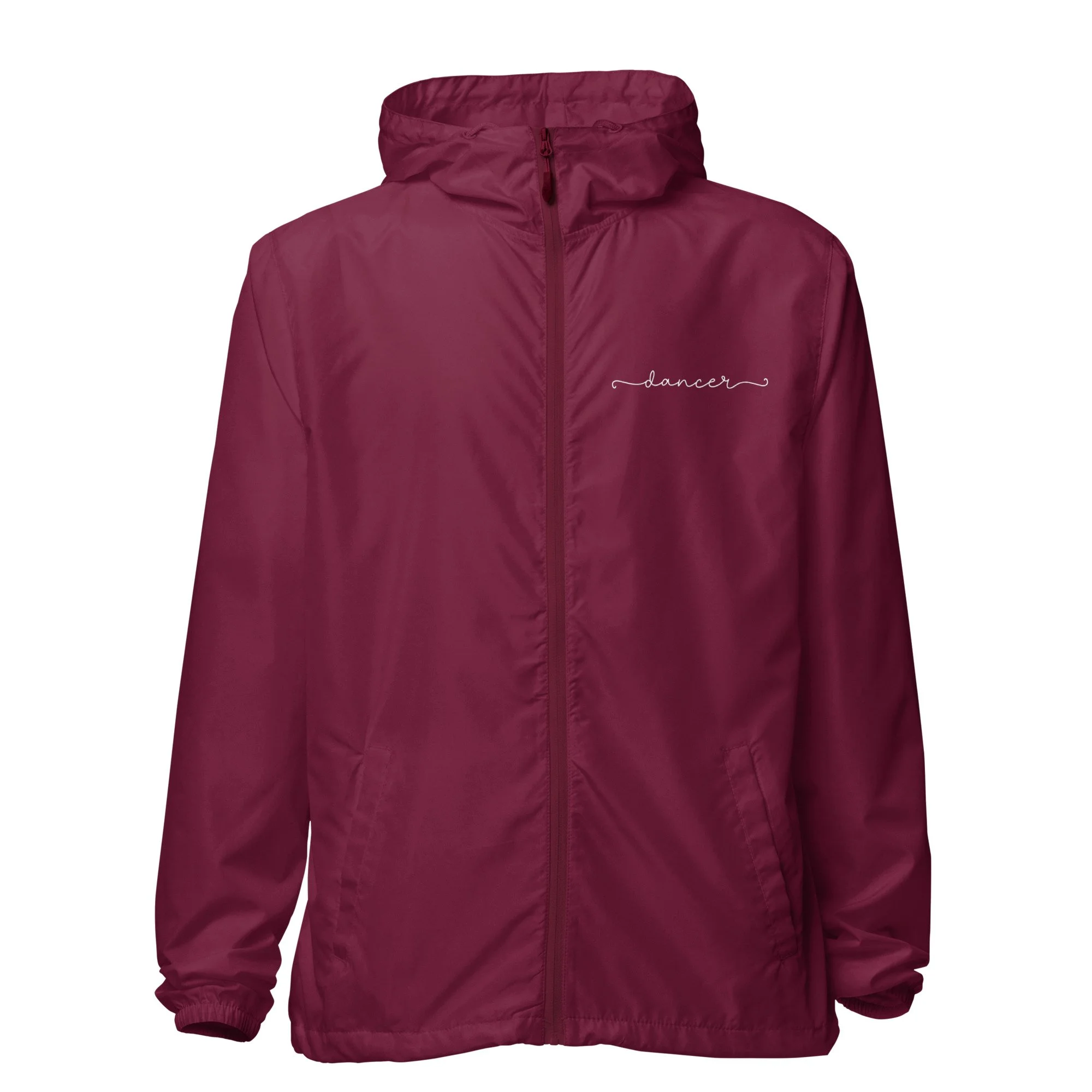 unisex-lightweight-zip-up-windbreaker-maroon-front-692885036a9a5.jpg