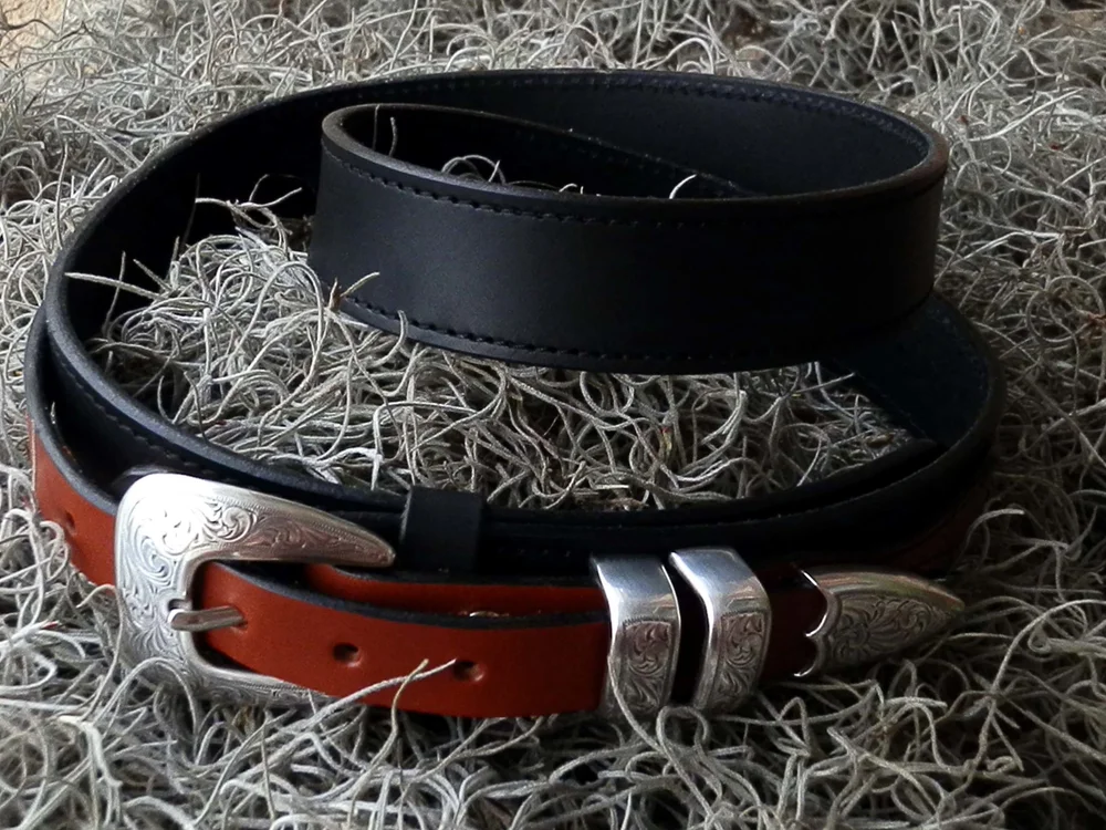 Black Ranger Belt 1-1/4 w/Nickel Buckle Set — Byrd's Leather