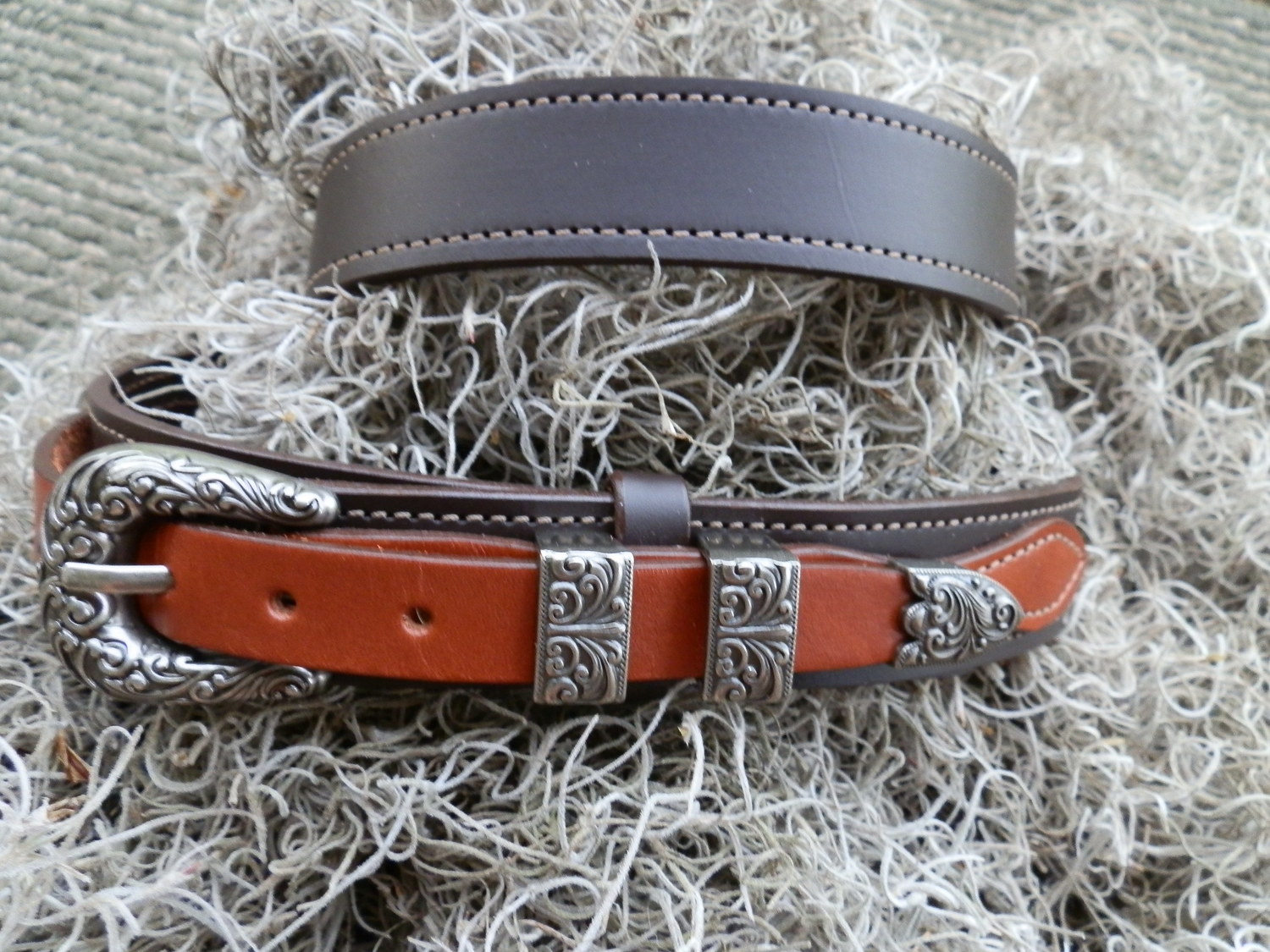 Vintage Sterling Silver Western Cowboy Ranger Belt Buckle Set - Ruby Lane