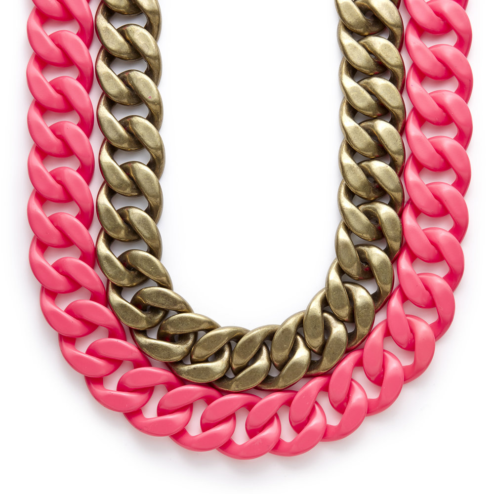 Super Plastic Chain Necklace (SD3437N-BGLD/NPINK) — Adia Kibur Accessories