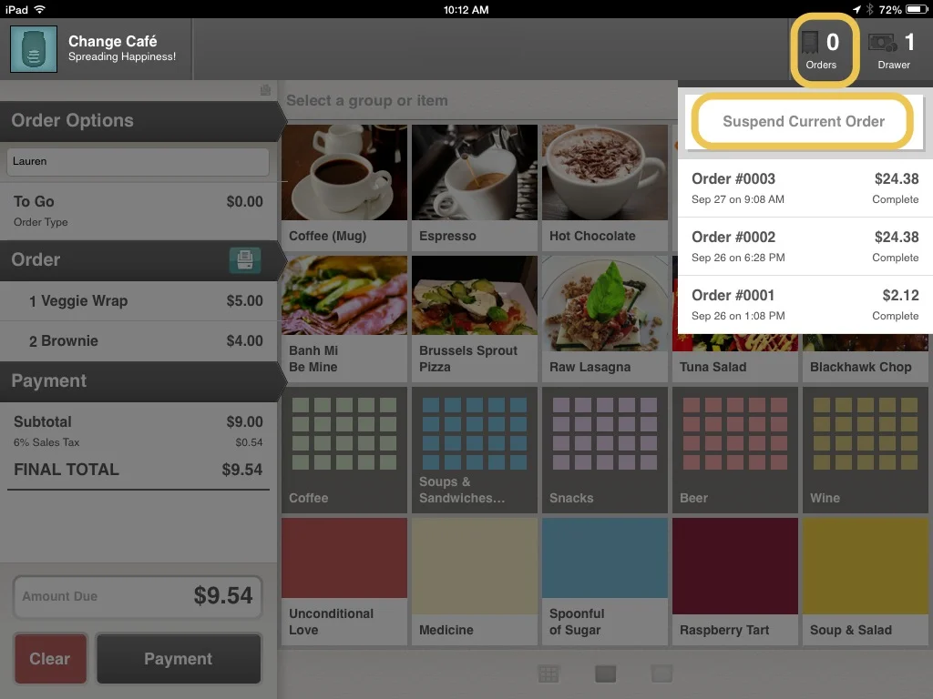 Change App iPad point of sale system