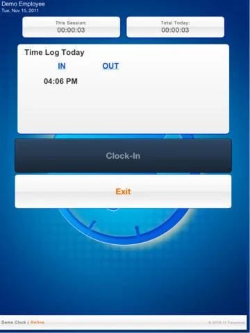 Each employee can clock IN and OUT after logging in. 
