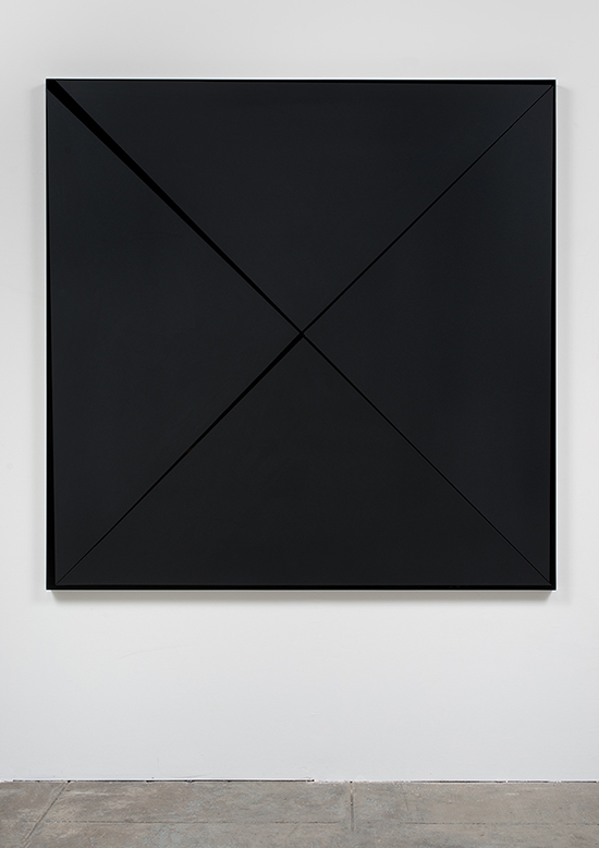 Death Marks the Spot (Murdered Out), 2014, Acrylic on automotive paint on wood panel, 60 x 60 x 1 3/4 inches