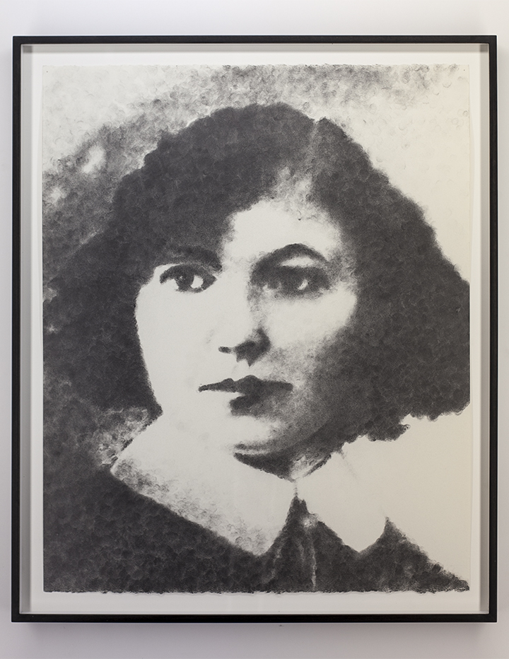 Desire Armed (Anna Henritte Estorges aka Rirette Maîtrejean) 2012, Fingerprint-dusting graphite on paper, 22 x 18 inches