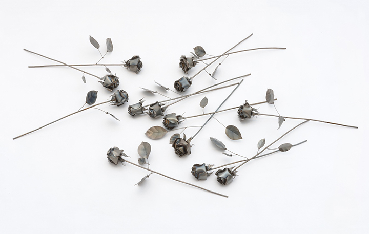 Bravo! Ole! Ashes to Ashes and All That Jazz; or I Sing the Heretic Electric, 2015, Black nickel-plated hand shaped brass, 16 x 8 x 4 inches each