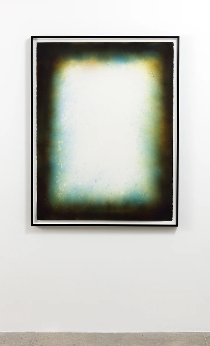 Smoke Grenade Drawing #1 , 2014, Smoke grenade residue and acrylic medium on paper, 55.25 x 41.5 inches