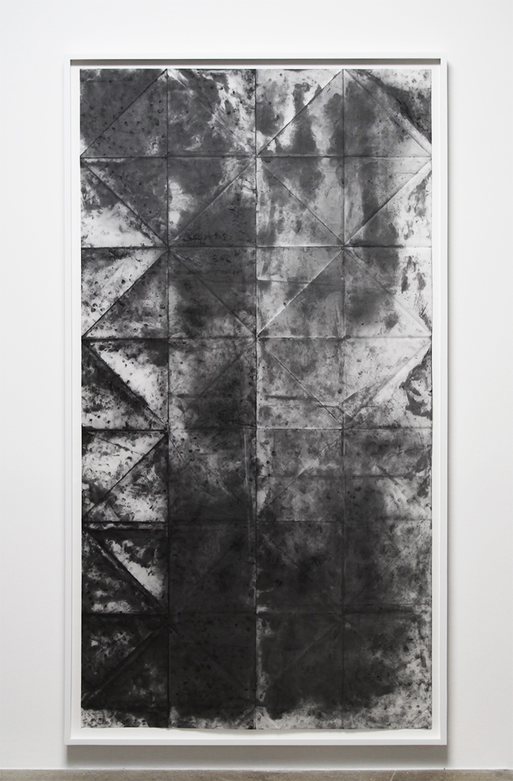 Unfolded; or If I Could Take it Back I Would, 2015, 82.75 x 45.5 inches, Finger-print graphite on vellum, 82.75 x 45.5 inches