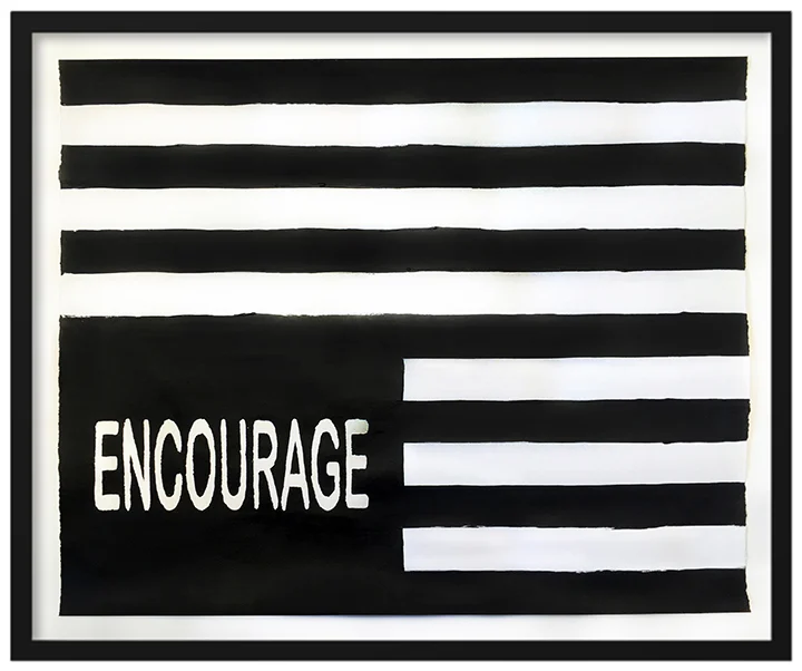 By Any Means Necessary (Flag - Encourage), 2018, Acrylic and graphite on paper, 18 x 22.25 inches