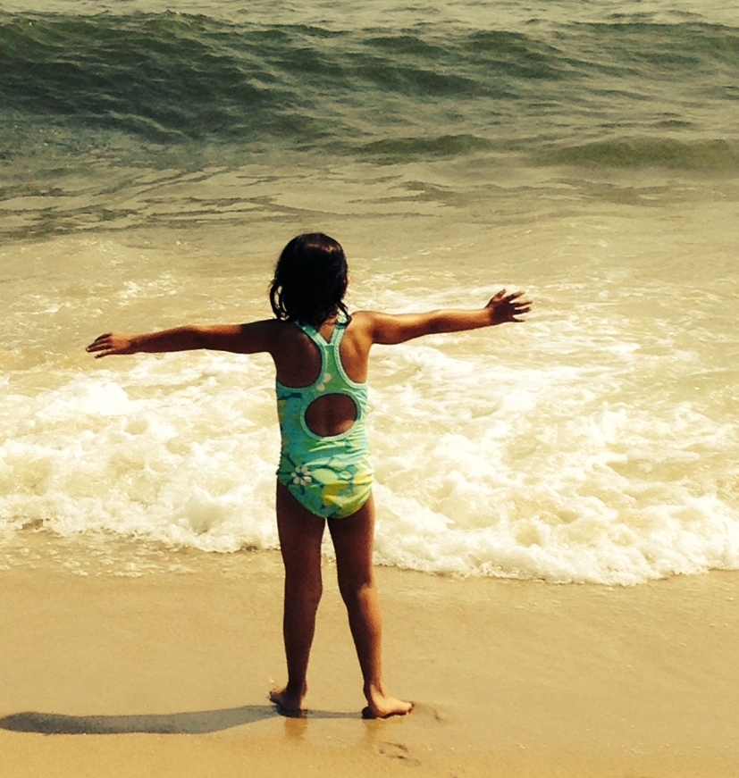 Visiting the ocean for the first time. 