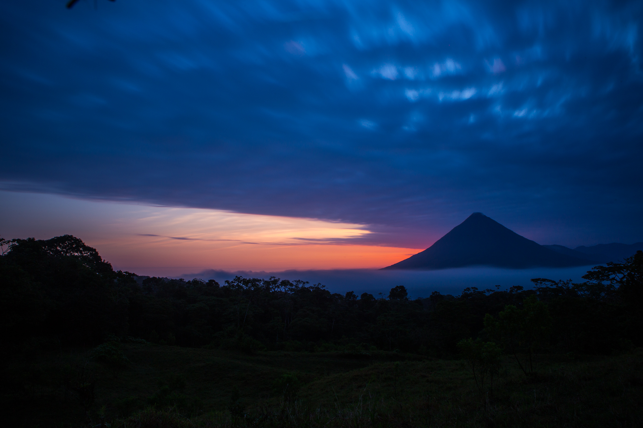 Another long exposure image, you can see the movement in the clouds. I liked the fog at the base of the volcano as well. 